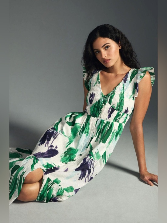 Anthropologie Dresses & Skirts - Anthropologie The Peregrine Midi Dress Cotton Watercolor Size XXS
